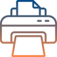 Printer icon with gradient color outline.